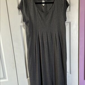 GAP Gray Pleated A-line Midi Dress